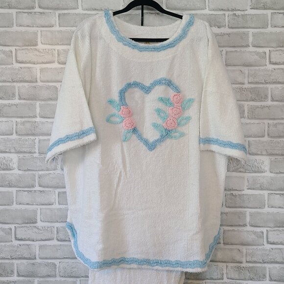 Vtg Stan Herman Chenille Pajamas NEW NOS Made in USA Cotton Cozy Cottagecore 2X - Picture 3 of 9